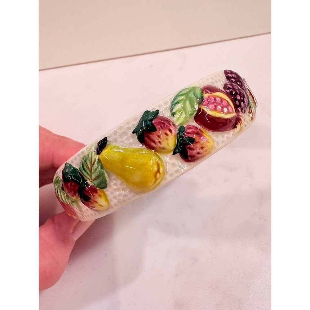 Vintage 80s Cottagecore Fruit Hand Painted Fitz and Floyd Napkin Ring